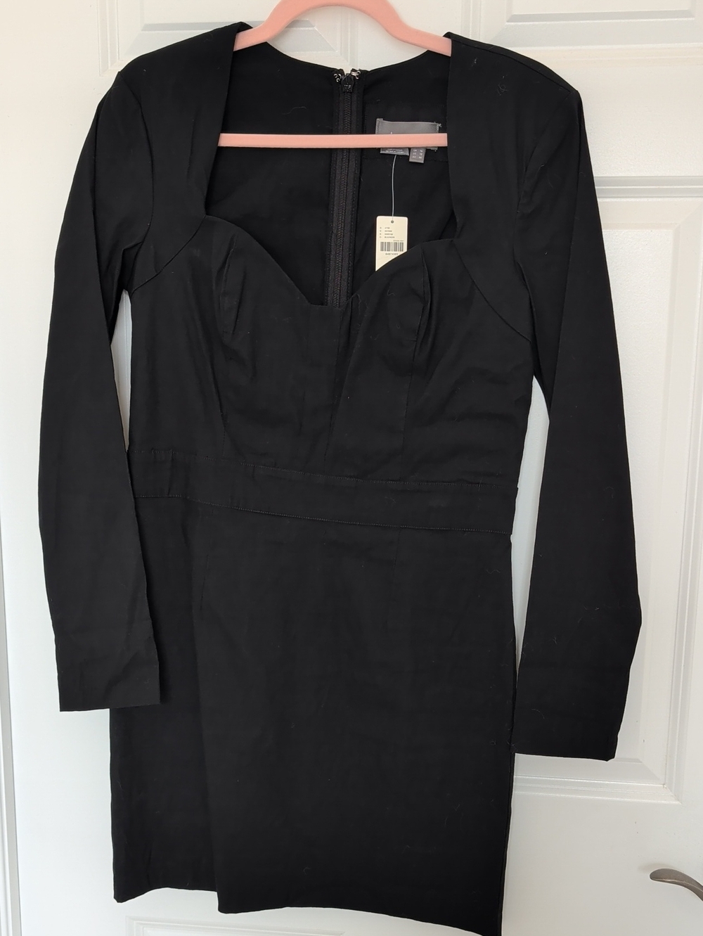 Anthropologie Black Long-Sleeve Sweetheart Mini Dress